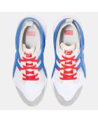 Sneakers en Velours de Cuir & Mesh Trend blanc/bleu